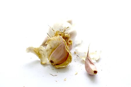 garlic on white background image of aの写真素材