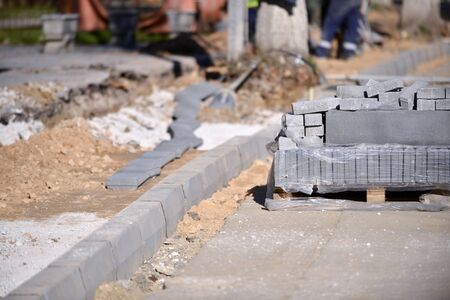 reconstruction of a street road,municipal workの写真素材