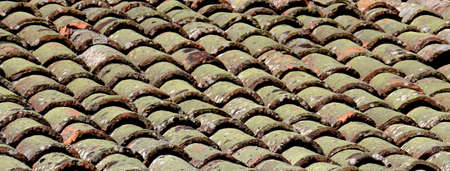 Old turkish style roof tiles close up detailの写真素材