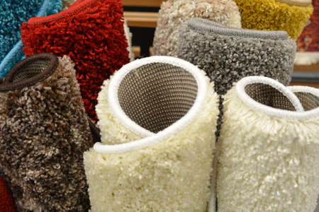 carpets for sale on a market, patterns of a rug imageの写真素材
