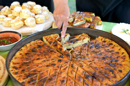 traditional homemade pastry called gomleze in macedonia imageの写真素材