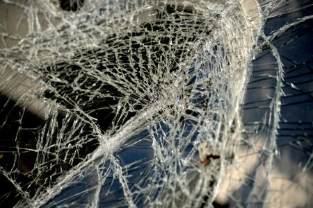 Damage on car, broken glass textureの写真素材