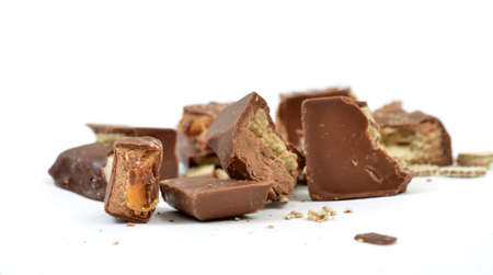 sweet and tasty chocolate isolated on white.