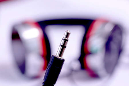 plug of headphones isolated on a white background.