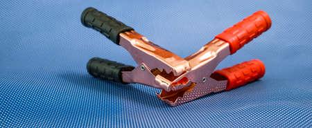 Pair of a Battery Jumper Cable Clampsの写真素材