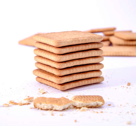 Wheat biscuits on white background..