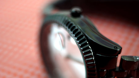 Luxury men watch close up details . Time conceptの写真素材