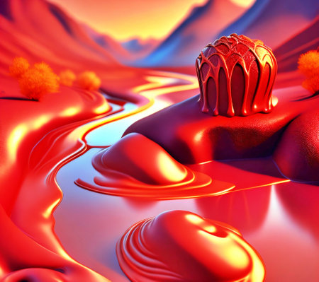 3d illustration of abstract geometric composition,digital art works. 3d rendering.の素材