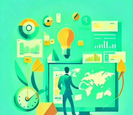 Flat design illustration concepts for business analysis and planning, consulting, team work, project management, financial report and strategy.の素材