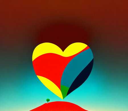 Colorful heart shape on blurred background.  illustration for your designの素材