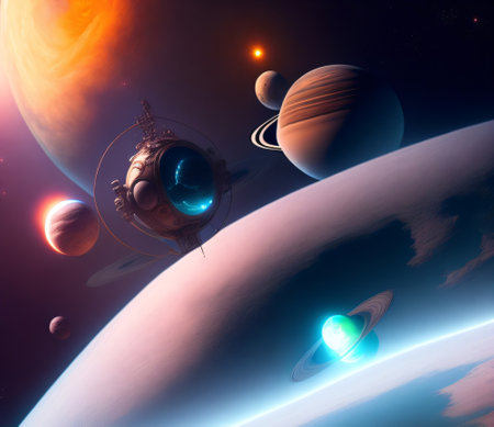 Planets in space, science fiction wallpaper. Beauty of deep space.の素材