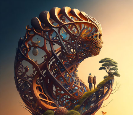 3d render of a fantasy dragon in the form of a human headの素材
