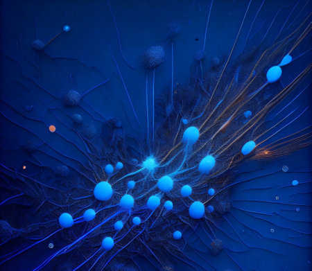 3d illustration of brain cell with neurons and nervous system, abstract backgroundの素材