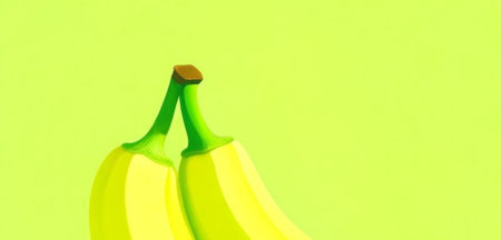 Banana on green background. Minimal style. 3d renderの素材