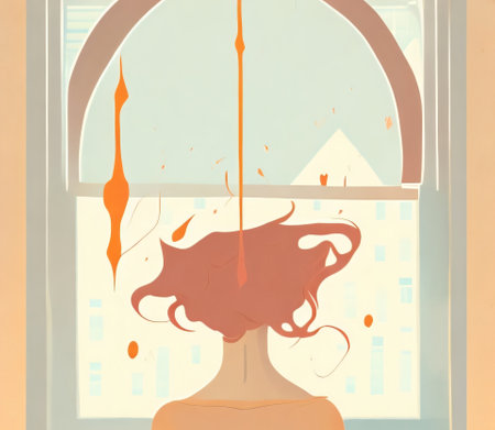 Beautiful girl in the window. Retro style, toned.の素材