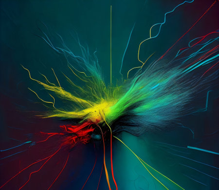 3D rendering of a colorful fractal, digital artwork for creative graphic designの素材