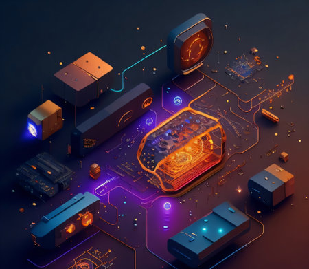 Cryptocurrency mining isometric concept. Cryptocurrency mining concept. 3d renderingの素材