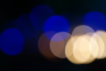 Night city street lights bokeh background.の写真素材