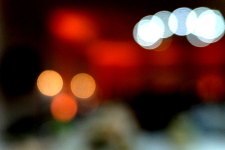 Night city street lights bokeh background.の写真素材