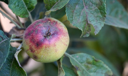 ilness on the apples in an orchardの写真素材