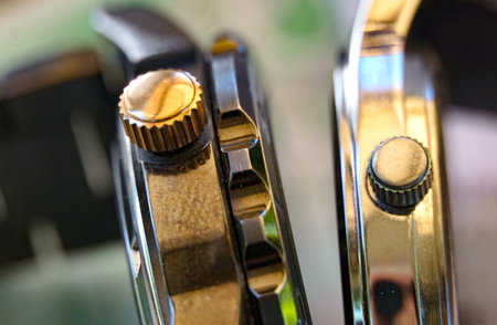 Close up of wrist watch ,details, time concept.の写真素材