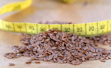 Flax seeds background or texture. flaxseed or linseed. Cereals. Healthy food. top view. High quality photoの写真素材