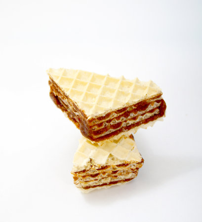 wafer on a white background, isolate, close-up.の写真素材