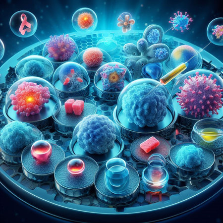3d illustration of  virus cells in     colour backgroundの素材
