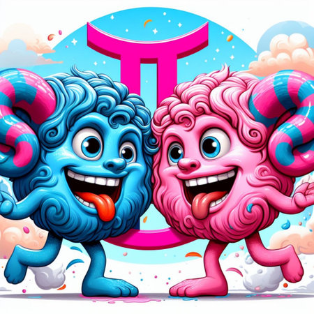 Cartoon funny animal couple with letter T. Illustration for childrenの素材