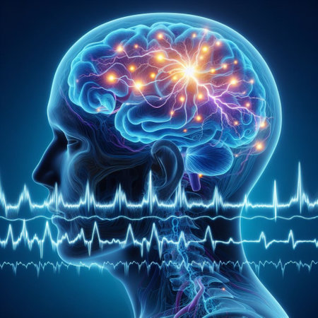 Human brain with electrocardiogram - 3D illustration of human brainの素材