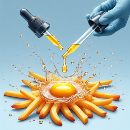 Fried egg with oil in a glass bottle. 3d renderingの素材