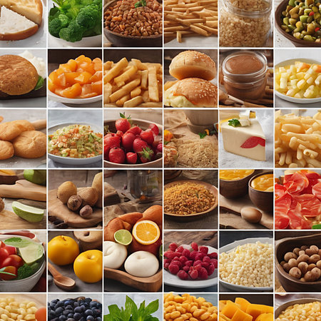 Collage of different types of healthy food. Healthy eating concept.の素材