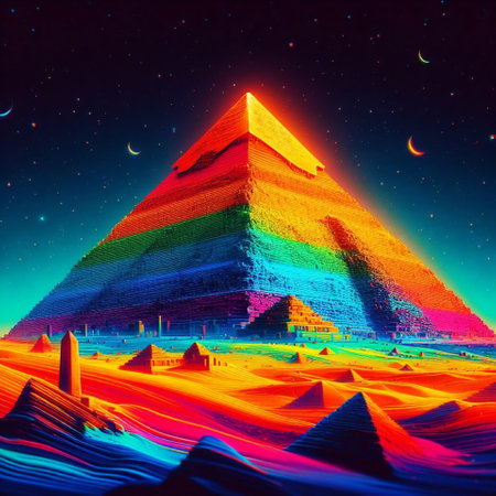 Pyramid of Khafre, Egypt. Colorful background.の素材