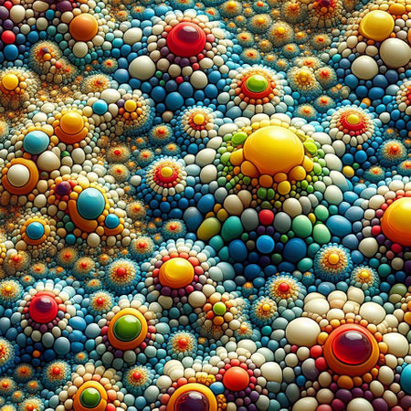 Colorful abstract fractal background - computer-generated 3D illustration.の素材