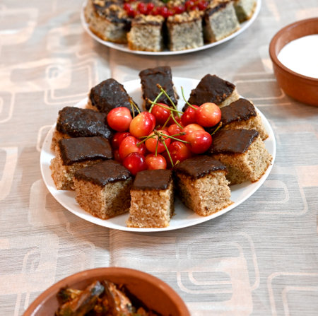 table with snacks, catering for a wedding, various catering foodの写真素材