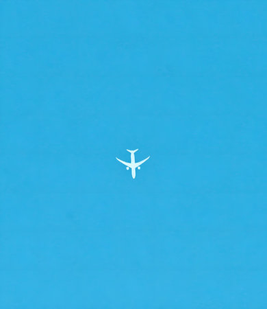 airplane without contrails fly on blue sky.の写真素材
