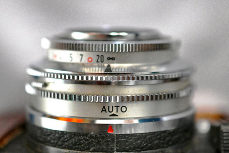 Vintage film camera lens made in Germanyの写真素材