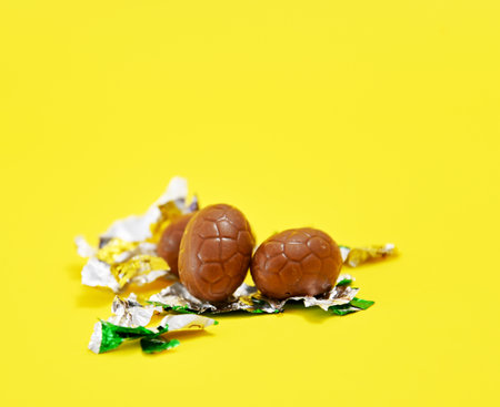 small chocolate eggs fo easter, sweet food theme.