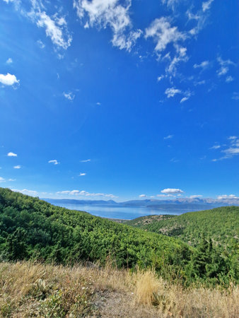 endangered lake prespa in macedonia landscape.