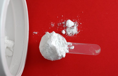 Creatine is an organic compound . supplements and fitness theme.