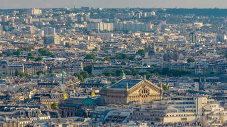Panorama of Paris timelapse, France. Top view from Sacred Heart Basilica of Montmartre...