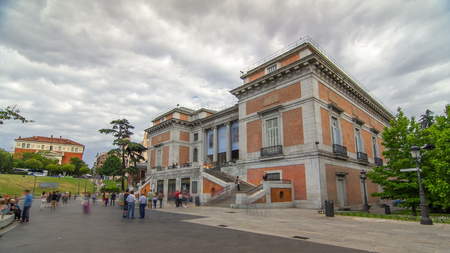 Entrance to the National Museum of the Prado timelapse hyperlapse, one of the largest art museums in...