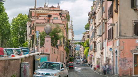 Rome, Italy: Streets of Rome with people engaging in daily activity timelapse. Old building and cars.の写真素材