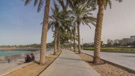 Walk in the MIA Park timelapse, located on one end of the seven kilometers long Corniche in the...