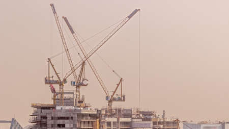 The construction process of a residential complex aerial timelapse.
