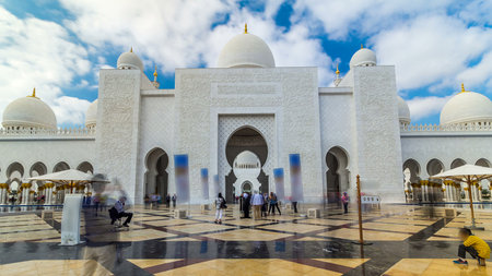 Sheikh Zayed Grand Mosque timelapse hyperlapse located in Abu Dhabi - capital city of United Arab Emirates.の写真素材