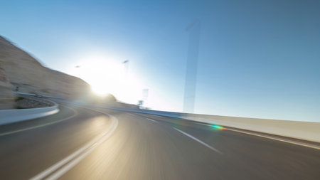 Curvy road through the Jebel Hafeet road timelapse hyperlapse, Al Ain, United Arab Emirates