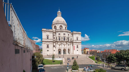Main facade of National Pantheon aerial timelapse hyperlapse. Portugal.の写真素材