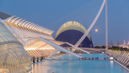 Stunning day-to-night timelapse of Valencias City of Arts and Sciences, Spain.