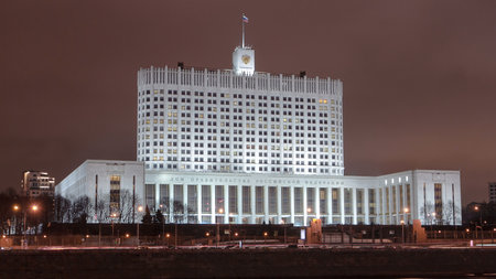 Government house of Russian Federation at night timelapse hyperlapse, Moscowの写真素材